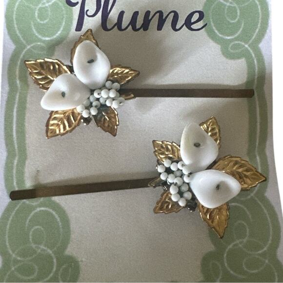 Romantic Floral Hair Pins Set Vintage Jewelry Bridal Winter Gift Coquette Girl - Picture 5 of 6